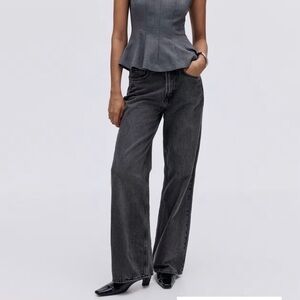 H&M Black High Rise wide leg Women Jeans